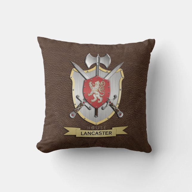 Lion Sigil Battle Crest Brown Kussen (Voorkant)
