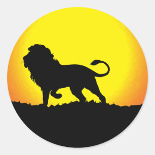 Lion Silhouette tegen de zon Ronde Sticker