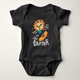 Lion skateboard baby bodysuit