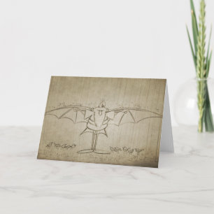 Lion sous la pluie - carte de voeux (blanc)