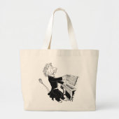 Lion Spelling Piano Antiek Louis Wain Drawing Grote Tote Bag (Voorkant)