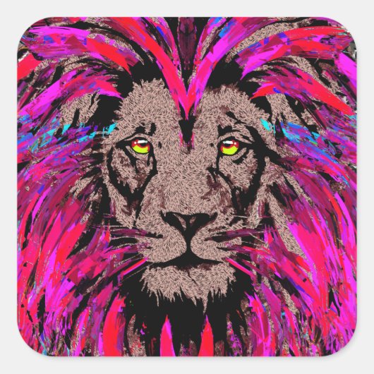 Lion Sticker - Girly Pink Lion Sticker Square (Voorkant)