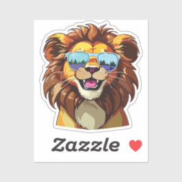 Lion Sticker with Aviator Sunglasses 