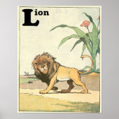 Lion Storybook Illustrated Alphabet Poster (Voorkant)