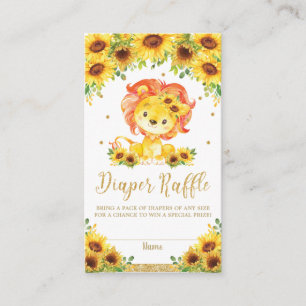 Lion Sunflower Baby shower Luier Raffle Ticket Informatiekaartje