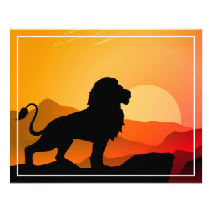 Lion Sunset Silhouette Illustratie-34654 Foto Afdruk