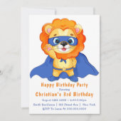 Lion Superhero 3e anniversaire Invitations (Devant)