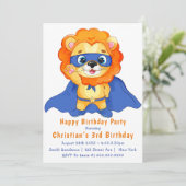Lion Superhero 3e anniversaire Invitations (Debout devant)