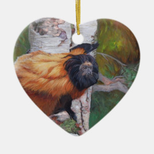 Lion Tamarin met zwarte gezicht Keramisch Ornament