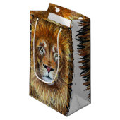Lion textile d'art. Sac Cadeau (Devant Angle)