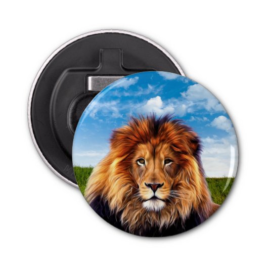 Lion The King of Forest Button Flesopener (Voorkant)