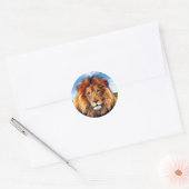 Lion The King of Forest Ronde Sticker (Envelop)