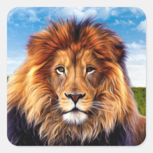 Lion The King of Forest Vierkante Sticker