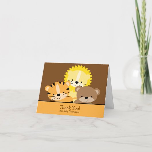 Lion, Tiger & Bear Thank You Note Card Bedankkaart (Voorkant)