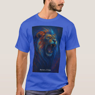 Lion torréfaction à la fibre - T-shirt bleu et ora