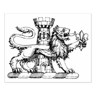 Lion Tower Fleur de Lis Crest Emblem C Rubberstempel