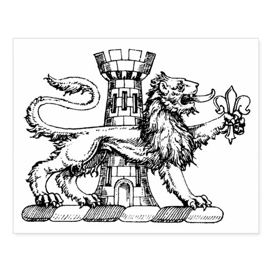 Lion Tower Fleur de Lis Crest Emblem C Rubberstempel (Afrduk)