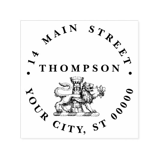 Lion Tower Fleur de Lis Crest Emblem C Zelfinktende Stempel (Design)