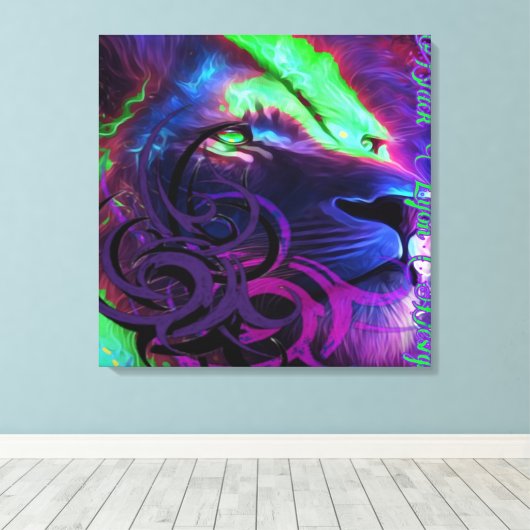 Lion tribal 333 fhxx lyonart oil bv canvas afdruk (Insitu (Houten vloer))