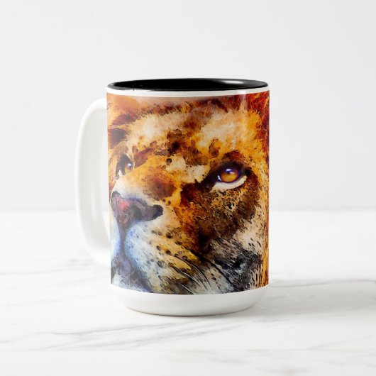 Lion Tweekleurige Koffiemok (Voorkant links)