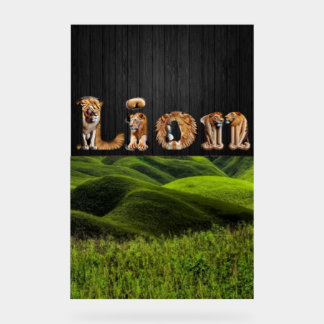 "LION Typografie Kunst - Majestueuze Jungle Koning Acryl Bord