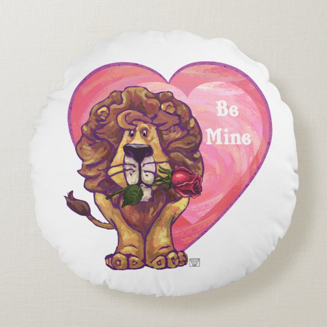 Lion Valentijnsdag Rond Kussen (Voorkant)