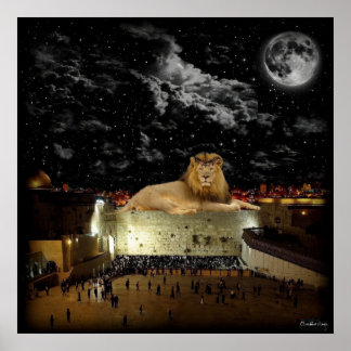 Lion van de Westerne muur van Judah Poster