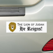 Lion van Judah, hij Reigns. Bumpersticker (Op auto)
