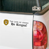 Lion van Judah, hij Reigns. Bumpersticker (Op Truck)