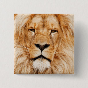 Lion Vierkante Button 5,1 Cm