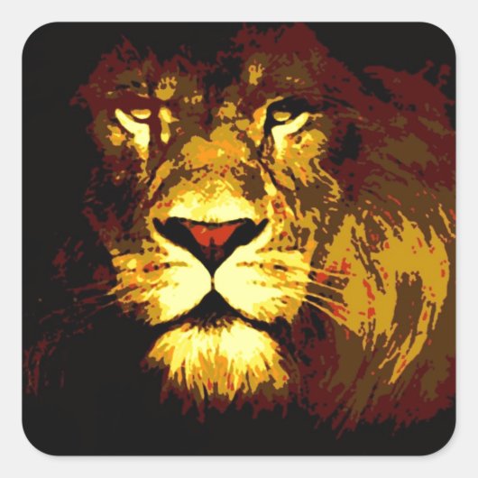 Lion Vierkante Sticker (Voorkant)