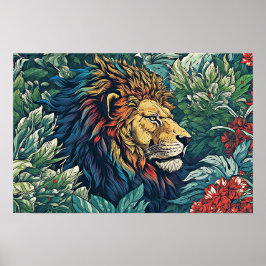 Lion Wall Poster, Kunstillustratie Poster