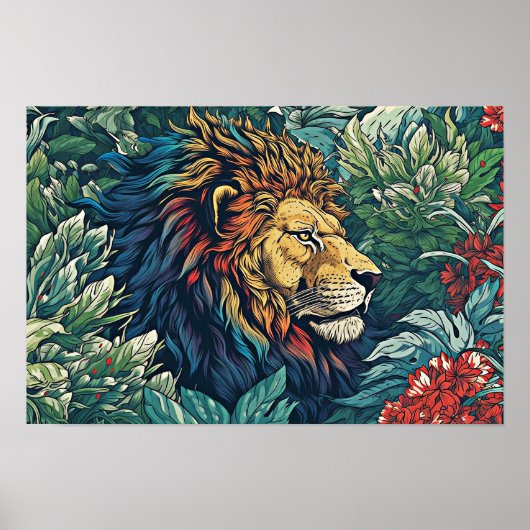 Lion Wall Poster, Kunstillustratie Poster (Voorkant)