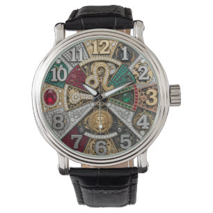 Lion Watch, sterrenbeeld, Steampunk, edelstenen Horloge
