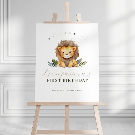 Lion Wild One Birthday Affiche de bienvenue