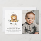 Lion Wild One Birthday Photo Invitation (Devant)