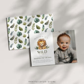 Lion Wild One Birthday Photo Invitation