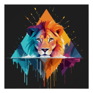 Lion Wildlife Animal Natuur Buitenshuis Waterverf Perfect Poster