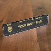 Lion With Crown - Gold Style 3 Naambordje (Zijkant)