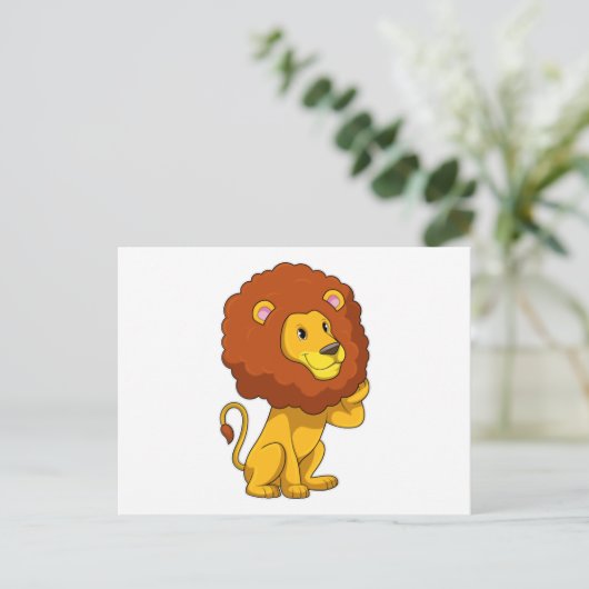 Lion with Curls Briefkaart (Staand voorkant)