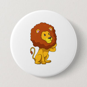 Lion with Curls Ronde Button 7,6 Cm