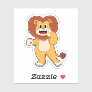Lion with Heart Sticker