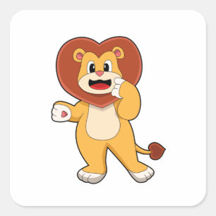 Lion with Heart Vierkante Sticker