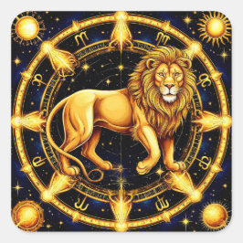 Lion Zodiac symbool boven hemelse sterrenachtergro Vierkante Sticker