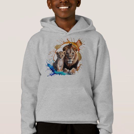 Lionceau Tache de Peinture Pullover à Capuche - Ga (Devant)