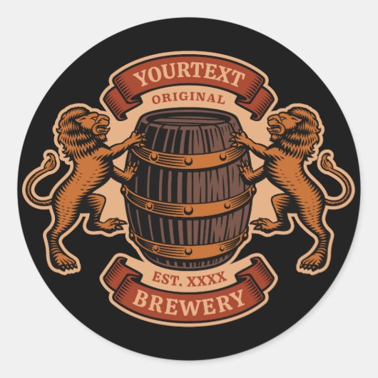 lioneiken loop Aangepaste bierbrouwerij Ronde Sticker (Voorkant)