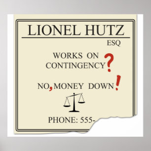 Lionel Hutz - Geen geld naar beneden Poster