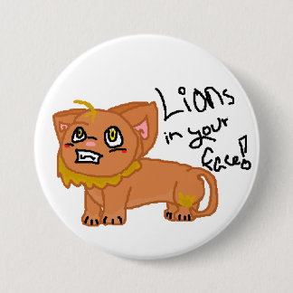 Lionen in je gezicht. knoop ronde button 7,6 cm