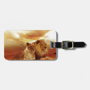 Lionen ontspannen in Afrika Bagagelabel