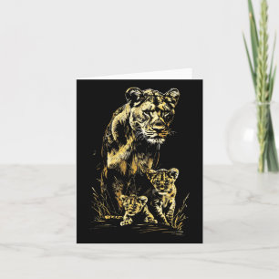 Lioness Cubs Hunting Team Lion Wildlife Sketch Kaart